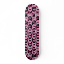 Retro Squares - Pink on Black Skateboard Decks