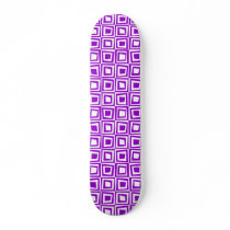Retro Squares - Purple on White Skate Board Deck