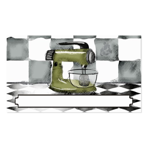 retro stand mixer bakery pastry chef business card (front side)