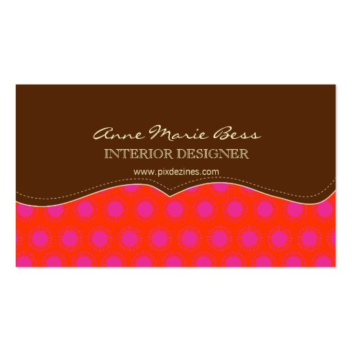 Retro stars, hot pink/Chocolate  business cards