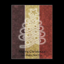 Retro Stencil Christmas Tree Postcard
