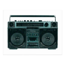 retro stereo postcard