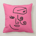 Retro Stewardess Face Throw Pillow