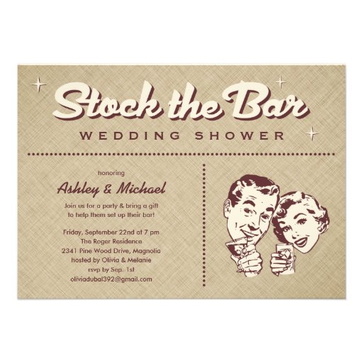 Retro Stock The Bar Party Invitations (front side)
