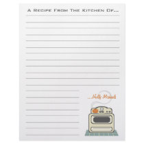 Retro Stove Modern Kitchen Recipe Paper Customized Letterhead