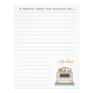 Retro Stove Modern Kitchen Recipe Paper Customized Letterhead