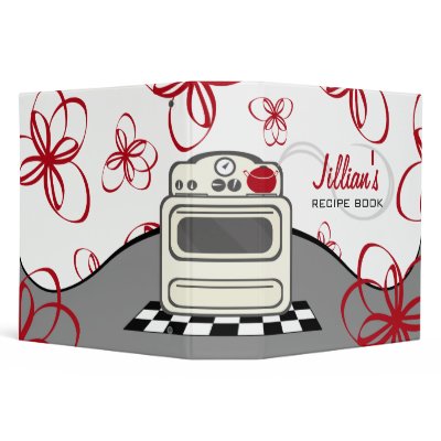  Modern Kitchen on Retro Stove   Modern Red Kitchen Recipe Book Vinyl Binder From Zazzle