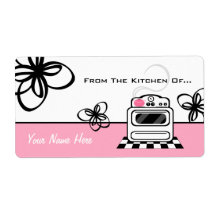 Retro Stove Pink Kitchen From The Kitchen Of... Custom Shipping Labels