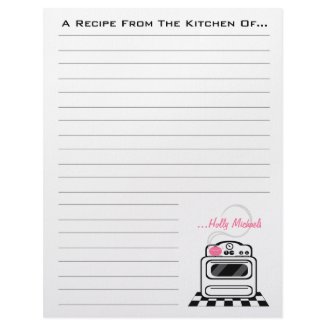 Retro Stove Pink Kitchen Recipe Paper letterhead