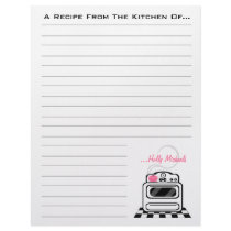 Retro Stove Pink Kitchen Recipe Paper Custom Letterhead