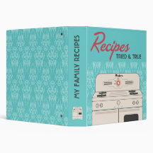 Retro Stove Recipe 3 Ring Binders