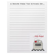 Retro Stove Red Kitchen Recipe Paper Letterhead Design