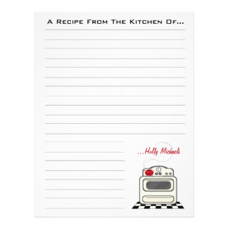 Retro Stove Red Kitchen Recipe Paper Letterhead Design