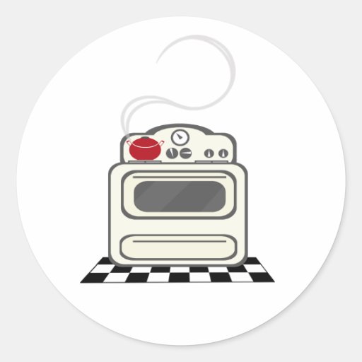Retro Stove Red Pot Sticker Zazzle