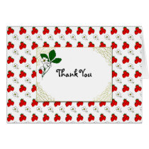 Retro Strawberry and Flowers Thank You Card cards