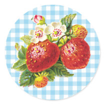 Retro Strawberry Round Sticker
