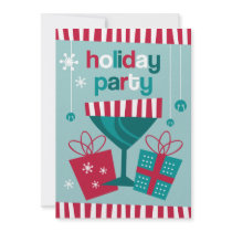 Retro Stripe Custom Holiday Invitation
