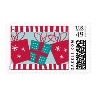 Retro Stripe Holiday Postage