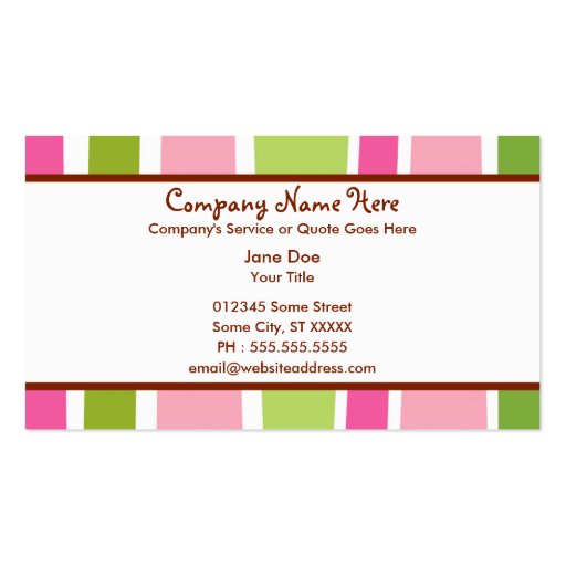 retro stripes : 2-sided : business card template (back side)