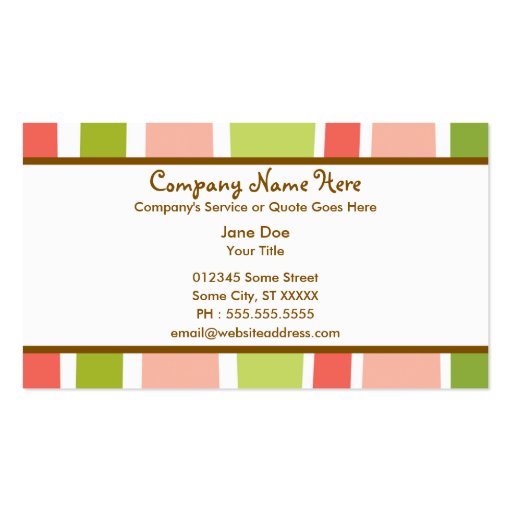 retro stripes : 2-sided : business card template (back side)