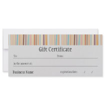 Retro Stripes Bright Gift Certificate rack cards