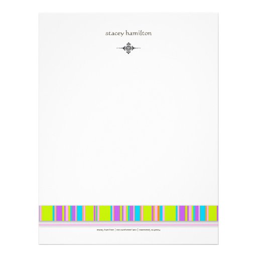 Retro stripes - colorful, pink accent letterhead