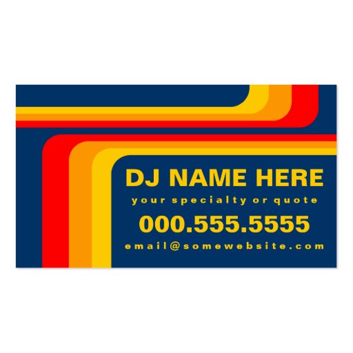 retro stripes dj business card template (front side)