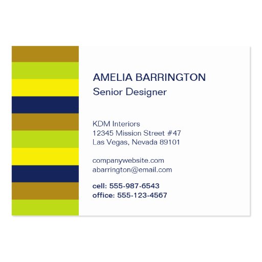 Retro stripes navy creative professional large business card template