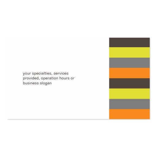 Retro stripes orange brown creative professional business card templates (back side)