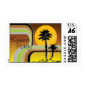 Retro Stripes Tropical Holiday RSVP / Invitation postage