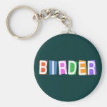 Retro-style Birder Basic Keychain