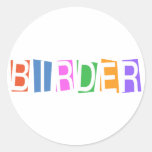 Retro-style Birder Round Sticker