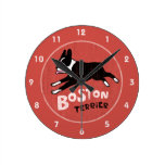 Retro Style Boston Terrier Jumping Dog Round Wallclock