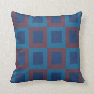 Retro Style Cube Pattern in Red and Blue Throw Pillows