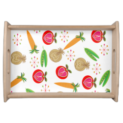 Retro Style Fruit and Vegetables Pattern Serving Trays