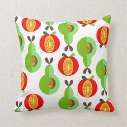 Retro Style Fruit Apples and Pears Pattern Throw Pillow