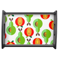 Retro Style Fruit Apples and Pears Pattern Serving Platters