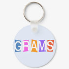 Retro-style Grams Round Keychain