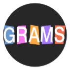 Retro-style Grams Round Sticker