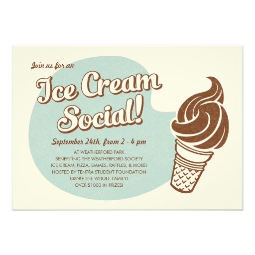 Retro Style Ice Cream Social Invitations