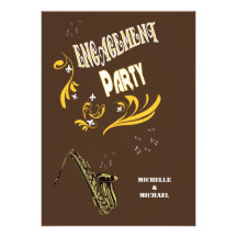 Retro Style Jazz Engagement Party Custom Invitations
