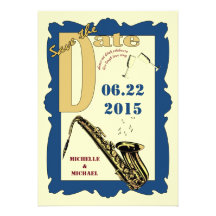 Retro Style Jazz Save the Date Custom Invites