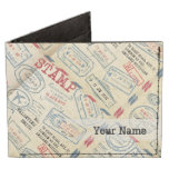 Retro Style Passport Stamps Personalized Gift Billfold Wallet