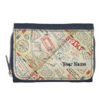 Retro Style Passport Stamps Personalized Gift Wallet