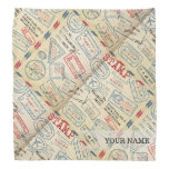 Retro Style Passport Stamps Personalized Gift Bandanas