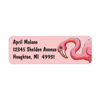 Retro Style Pink Flamingo Return Address Labels