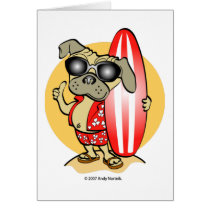 Retro style Surfin' Pug Cards