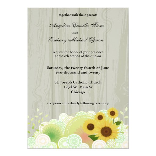 Retro Sunflower Formal Wedding Invitation