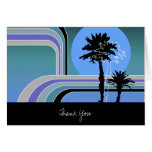 Retro Sunset Tropical Palm Trees Wedding Thank You cards