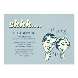 Retro Surprise Birthday Invitations